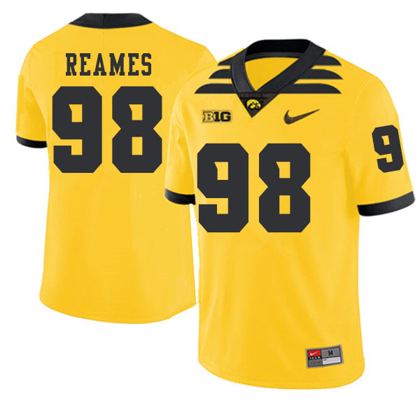 2019 Men #98 Chris Reames Iowa Hawkeyes College Football Alternate Jerseys Sale-Gold - Click Image to Close